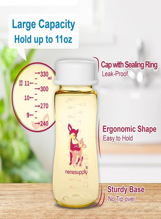 نينس سابلاي زجاجات تخزين حليب الثدي من نينيسبلاي، سعة 330 مل (11 أونصة)، 3 قطع، ذات فوهة واسعة مصنوعة من مادة البولي بروبيلين سوربات (PPSU). تُستخدم مع مضخات الثدي سبيكترا S1 وS2. بديل لزجاجات سبيكترا. غطاء قطعة واحدة لتجميع حليب الثدي. - Image 5